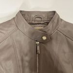 Michael Kors  PEARL GRAY LDS LEATHER JACKET MINT POCKET FULL ZIP SIZE Small Photo 4