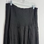 Massimo Dutti NWT  Flowing Pleated Linen Blend Midi Skirt In Black Size Medium Photo 2