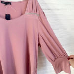 Adrienne Vittadini Plus Size 3X Pink Mauve Blouse 3/4 Sleeve Embroidered Photo 3