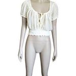 Urban Outfitters  White Sheer Short Sleeve Crop Top Photo 0