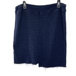 Sundry  Navy Blue Sweatshirt Skirt Asymmetrical Frayed Hem Drawstring Size Large Photo 2