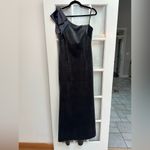 Eliza J Smokey Charcoal Grey Velvet One-Shoulder Formal Gown Size 12 Large Photo 16