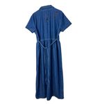 Vintage Pellini Blues Denim Embroidered Maxi Dress Size 16 Blue Photo 9