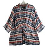 Catherines 1X 18W 20W Twist Front Tunic Top Plaid Half Sleeve Preppy Flattering Photo 0