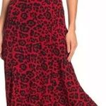 Abound Vtg 90s Y2K grunge flutter trumpet leopard animal print midi slit red skirt M Photo 0