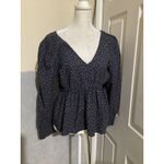 Madewell  Tie-Back Peplum V Neck Floral Print Long Sleeve Top Campden Daisies M Photo 1