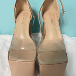 LILIANA Ankle Strap Platform Patent Leather Beige 7 Chunky Heel Sandals S Photo 0