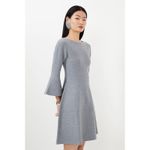 Karen Millen Compact Wool Look Double Faced Skater Dress With Full Sleeve Small Photo 1
