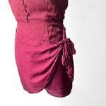 superdown Burgundy Metallic Wrap Mini Dress S Long Sleeve Party DateNight Outfit Photo 2