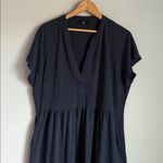 ME+EM Open Collar Tiered Maxi Dress in Navy 12 Blue Photo 4