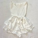NWOT Womens Cream/Ivory Straless Ruffle Mini Romper size Small Photo 1