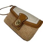 Coach Straw Summertime Clutch Wristlet Bag Natural Leather Trim Turnlock Coastal Photo 15