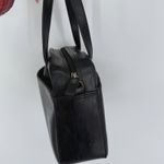Liz Claiborne Vtg  Black Leather Hand Bag Tote Purse Classic Simple Minimalist Photo 4