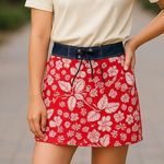 Catalina Ocean Gear Red White Floral Cute Mini Swimsuit Swim Board Skirt ~ SMALL Photo 0