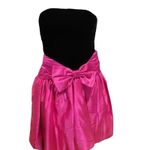 Vtg Scarlett Nite Prom Dress Pink Black Velvet Short Bubble Strapless Bow 7/8 Photo 1
