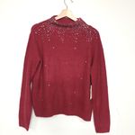 Juicy Couture Bedazzled Rhinestone Funnel Neck Burgundy Sweater Size Small Photo 1