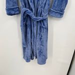 Natori N  blue fleece chunky thick robe waist tie long length oversized size XL Photo 2