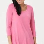 H by Halston  Essentials XL Modal Top 3/4 Sleeve Scoop Neck Stretch Pink Poppy Photo 0