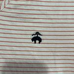 Brooks Brothers  V Neck Tee Shirt Size XS White with Orange Stripes EUC Photo 3