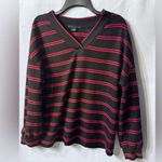 Sanctuary  Sweater Black & Red Striped Size Zip V-neck Size Medium Photo 7