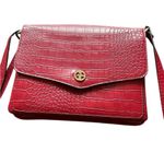 Giani Bernini Women's Red Croc Embossed Crossbody Bag Medium Casual Photo 15