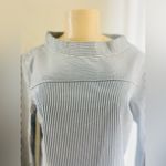 J.Crew  Funnel Neck Striped Shirt Size 6 Black White Shoulder Buttons Poplin Photo 14