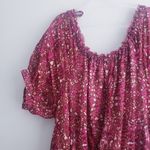 Free People  Fuchsia Combo Babydoll Mini Abstract Dress Photo 7