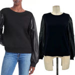 Generation Love Finley Faux Leather Sleeve Sweatshirt Black Size XS Photo 1