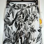 C&C California  Black White Tropical Floral Leafy Wide Leg Pants LINEN NWT #0514 Photo 1
