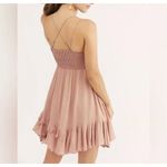 Free People One Medium Adella Slip Mini Dress Rose Crochet Lace Flowy Smocked Photo 2