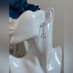 Geometric Silver and Gold Triangle Earrings NWT 2” Photo 0