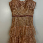 NWT Marchesa Notte Glitter Tulle Cocktail Dress in Rose Pink Gold Size 6 Photo 0