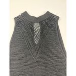 White House | Black Market Black Knit Sleeveless Mock Neck top Crochet Mesh See Through Party Cocktail Photo 3