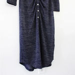 Suboo / Revolve Asha Metallic Lurex Ruched Midi Shirt Dress in Navy Photo 10