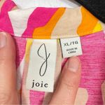 Joie  Pink Orange Print Short Sleeve Blouse Womens XL Tropical Vacation Bold Photo 4
