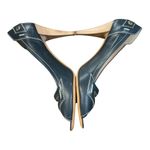 Tod's Leather Peep Toe Heels Italian Navy Blue Designer Pumps Shoes Size 39 8.5 Photo 6