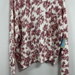 CeCe Womans NWT  Pullover Long Sleeve Sweater Large Pink White Floral Crew Neck Photo 0