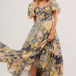 Free People NWT sun-drenched floral maxi puff sleeve dress small Photo 0