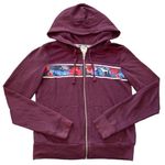 Vintage Y2k 1990's PINK Burgandy Floral Dog Long Sleeve Full Zip Hoodie Medium Purple Photo 3