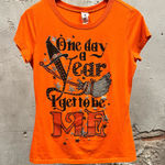 Vintage Y2K One Day I Get To Be Me Glitter Graphic Witch Witchy Halloween Tee XL Orange Photo 0