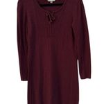 Royal Robbins Sweater Dress Cable Knit Maroon Wool Cashmere Tie Neck Small Photo 0