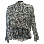 Vince  Blooms Blouse Top Green Blue Print Pleated Size small Photo 5