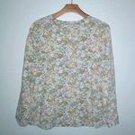 Analogy L Cotton All Over Floral in Gold Olive Pink Pullover Top Green Size L Photo 0