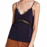 ZARA NEW  Knit Lace V Neck Camisole Navy Blue Tank Blouse Top S M Photo 0