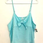BP NEW NWT  NORDSTROM Plus Size Bow Detail Tank Top Aqua Turquoise Blue Cami 1X Photo 1