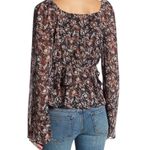 Free People  Uptown Boho Floral Tie Front Bell Sleeve Peasant Blouse Top Sz Small Photo 1