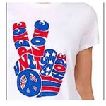 Lucky Brand  Peace Love Unity Hope crop T Shirt Red White Blue America size small Photo 4