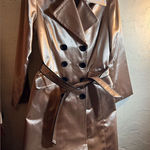 Brandon Thomas NWOT Taupe Gold Trench Coat w black leather trim pockets dressy M Size M Photo 0