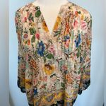 Fig and Flower Border Print Boho 3:4 sleeve blouse size Large Black Photo 7