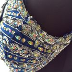 Dancing Queen Royal Blue Beaded Formal Maxi w/ Train Photo 4